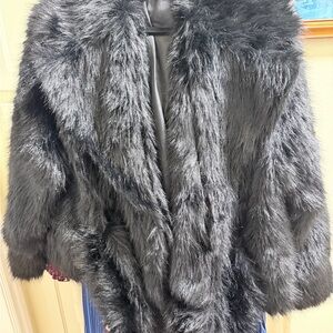 Elegant Black Faux Fur Jacket